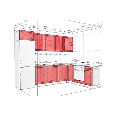 Модульная кухня Диамант 2,8 х 2 метра угловая Белого цвета-1