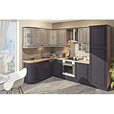 Модульная кухня Диамант 290 х 170см угловая Грифель, Сахара-0