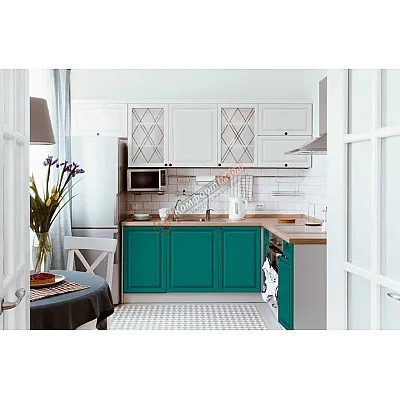 Модульная кухня Диамант 280 х 200см угловая Белый, Нефрит-0