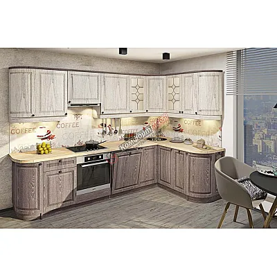 Модульная кухня Диамант 3х1.7 метра угловая Дуб беленый, Дуб трюфель-0