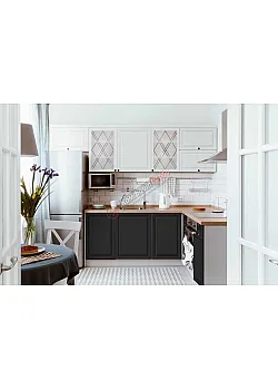 Модульна кухня Діамант 2,8 х 2м кутова Білий, Чорний