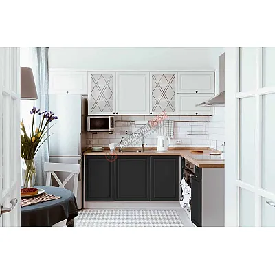 Модульна кухня Діамант 2,8 х 2м кутова Білий, Чорний-0