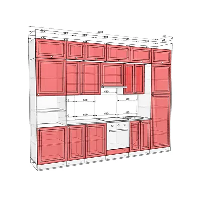 Модульная кухня Диамант 3.3м Капучино, Крем-1