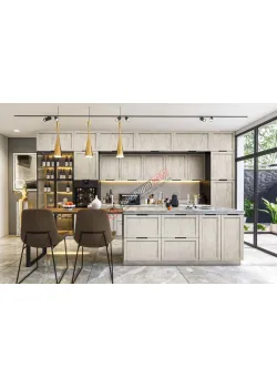 Модульная кухня Комфорт Престиж 4,4м с кухонным островом Дуб беленый