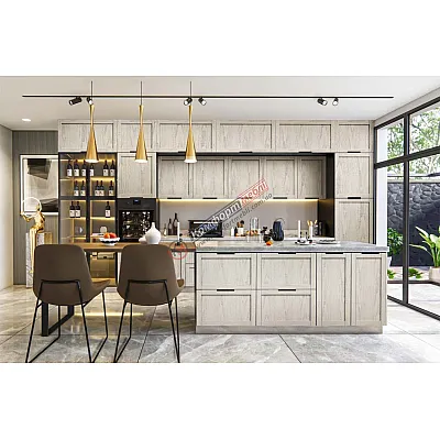 Модульна кухня Престиж 4,4м з кухонним островом Дуб білений-0