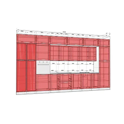 Модульна кухня Престиж 4,4м з кухонним островом Дуб білений-1
