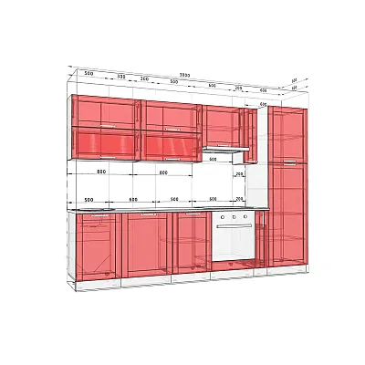 Модульна кухня Престиж 300см Дуб крафт білий (білений)-1