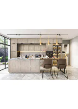 Модульная кухня Комфорт Престиж 4.4м с кухонным островом Дуб беленый 1