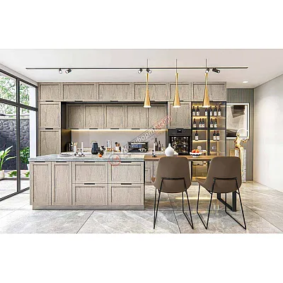 Модульна кухня Престиж 4.4м з кухонним островом Дуб білений 1-0