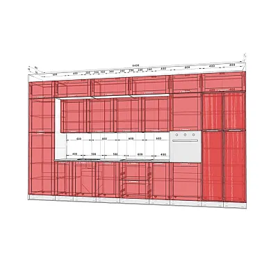 Модульна кухня Престиж 4.4м з кухонним островом Дуб білений 1-1