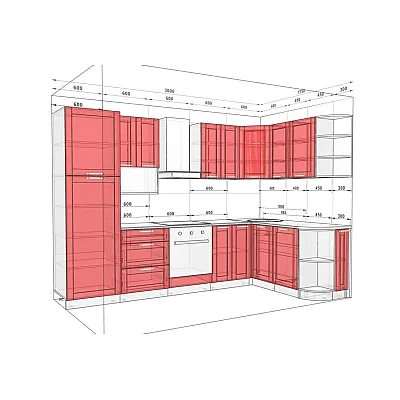 Модульна кухня Престиж 3 х 1,75м кутова Дуб сонома-1