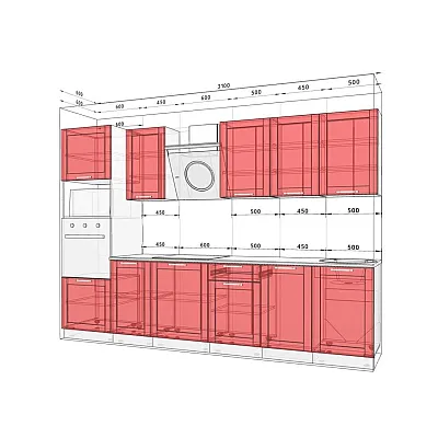 Модульна кухня Престиж 3.1м Дуб натуральний-1