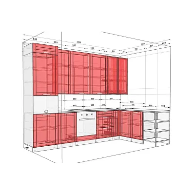Модульна кухня Французький Престиж 3,1х1,8 м кутова Дуб білений-1