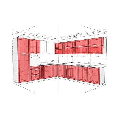 Модульная кухня Французский Престиж 3,2 х 3м угловая Дуб золотой-1