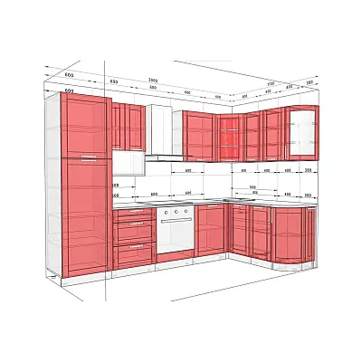 Модульная кухня Французский Престиж 3 х 1,7м угловая Дуб натуральный-1