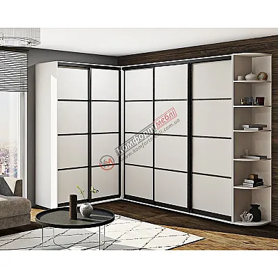 Шкаф-купе "ДСП из 4-х частей" угловой белый-0