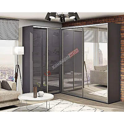 Шафа-купе "Дзеркало" кутова Грифель-0