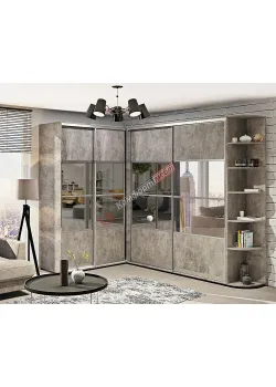 Шафа купе "Модель 8" кутова Бетон темний