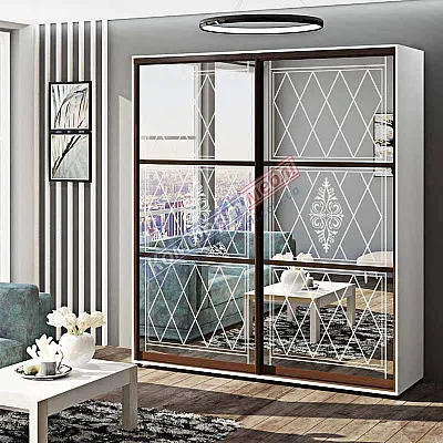 Шафа-купе 100 см "Дзеркало" дводверна білого кольору-0