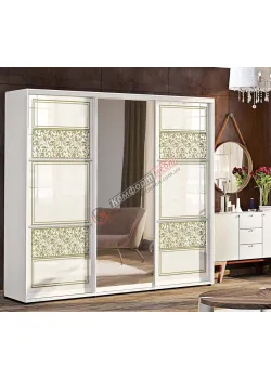 Шафа-купе 2,7 м "Валенсія" глянець 3х дверна біла