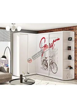 Шафа-купе "Скло фотодрук" кутова світла