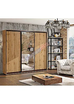 Шафа-купе 2,6 метра "ДСП" 3х дверна в кольорі дуб золотий