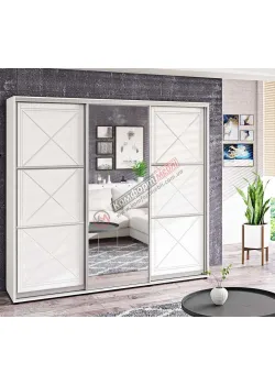 Шафа-купе 2.2 метра "Прованс" глянець трьохдверна біла