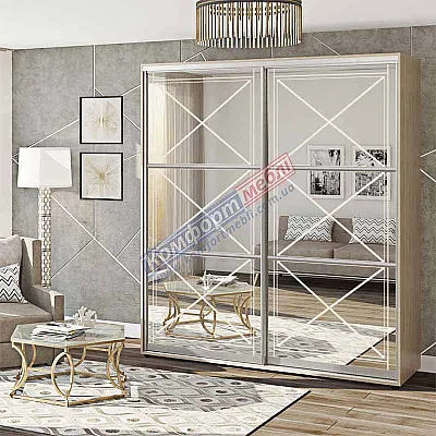 Шафа-купе 1.5 метра "Дзеркало" 2 дверна дуб сонома-0