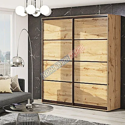 Шафа-купе 1,0 метра "З 4-х частин" двохдверна золотий дуб-0