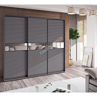 Шафа купе 2.2 метра "Модель 2" трьохдверна антрацит-0