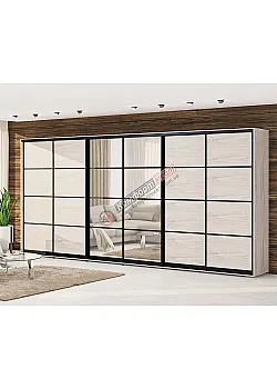 Шафа-купе 5,2 м "З 4-х частин" 6 дверна дуб білений