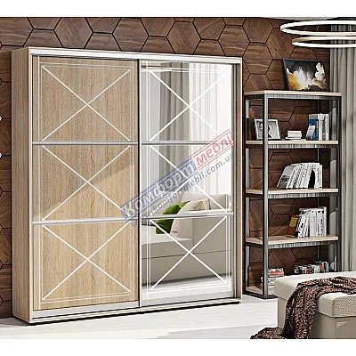 Шафа купе 1.7 м "Прованс" глянець 2 дверна дуб сонома-0