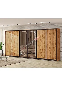 Шафа купе 4.2 метра "ДСП" 6 дверна дуб золотий