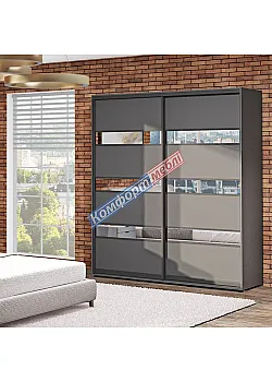 Шафа купе 1.5 м "Модель 4" дводверна темно-сіра