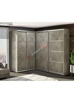 Шафа-купе "ДСП з 4-х частин" кутова Бетон