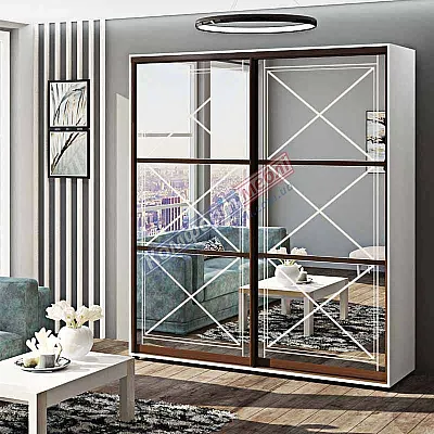 Шафа-купе 0,9 м "Дзеркало" двохдверна колір білий-0