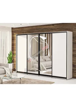 Шафа-купе 4 м "ДСП" з дзеркалом чотиридверна біла