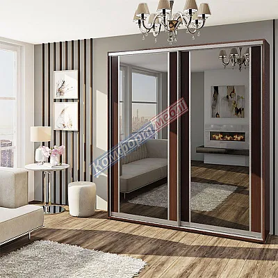 Шкаф купе 1.9 м "Модель 7" двухдверный дуб венге-0