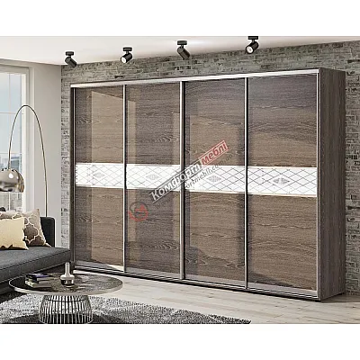 Шафа купе 3 метра "Модель 2" 4х дверна дуб трюфель-0