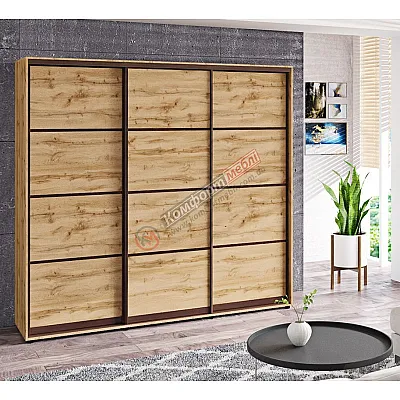 Шкаф-купе 2600 мм "Из 4-х частей" 3 х дверный дуб золотой-0