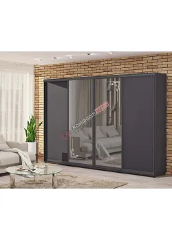 Шафа-купе 3,8 метра "ДСП" з дзеркалом чотиридверна антрацит