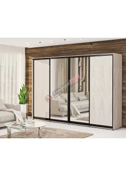 Шафа купе 340 см "ДСП" з дзеркалом 4х дверна дуб білений