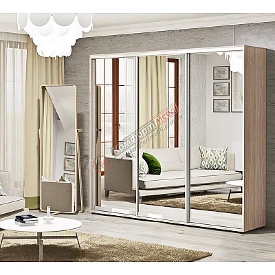 Шафа купе 2.5 метра "Дзеркало" трьохдверна дуб сонома-0