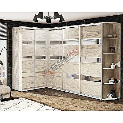 Шкаф купе "Модель 4" угловой беленый дуб-0