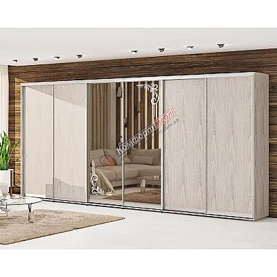 Шкаф купе 420 см "ДСП" шестидверный беленый дуб-0