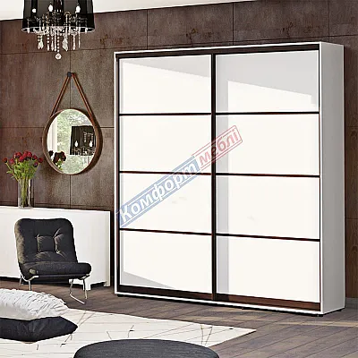 Шкаф-купе 1500 мм "Из 4-х частей" двухдверный беленый дуб-0