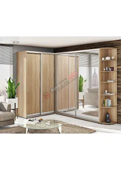 Шкаф купе "ДСП" угловой с зеркалом дуб натуральный