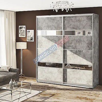 Шкаф купе 1 метра Комфорт "Модель 5" двухдверный цвет бетон-0