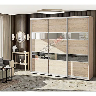 Шкаф-купе 2,4 м Комфорт "Модель 3" 3 дверный дуб сонома-0