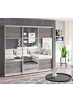 Шкаф купе 2.6 м Комфорт "Модель 8" трехдверный в цвете дуб трюфель